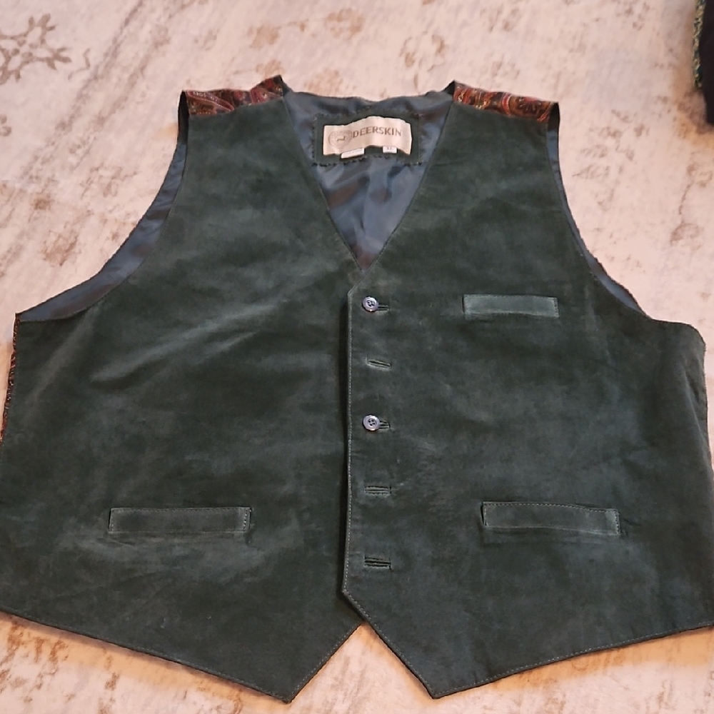 Saddlerskin Green Suede Men's Vest